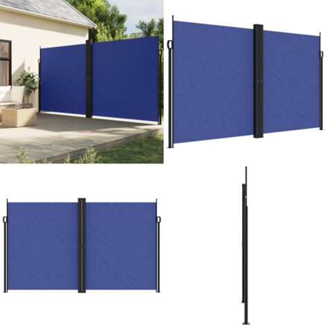 Toldo lateral retráctil azul 200x1000 cm - Toldo retráctil - Toldo de jardín
