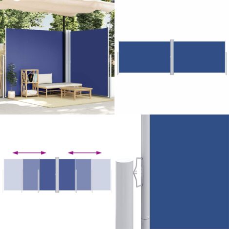 Toldo lateral retráctil azul 220x600 cm - Toldo de jardín - Toldo retráctil