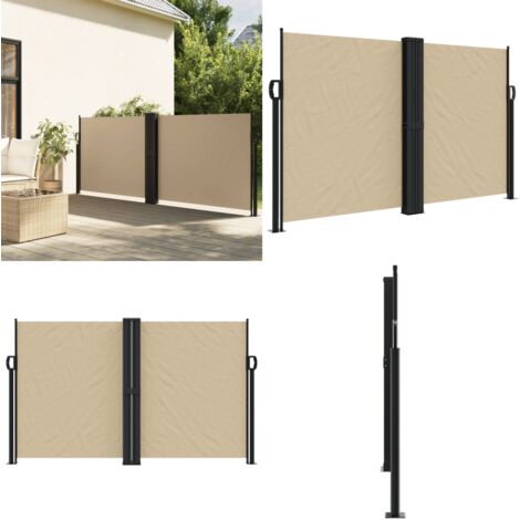 Toldo lateral retráctil beige 140x600 cm - Toldo retráctil - Toldo de jardín