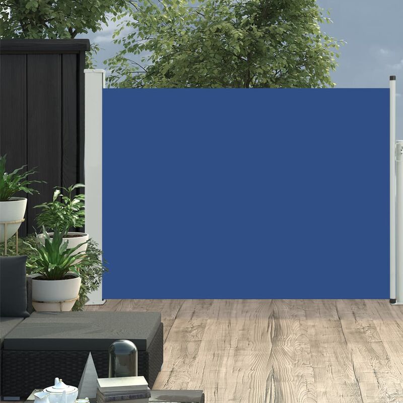 

Toldo lateral retráctil de jardín azul 100x500 cm