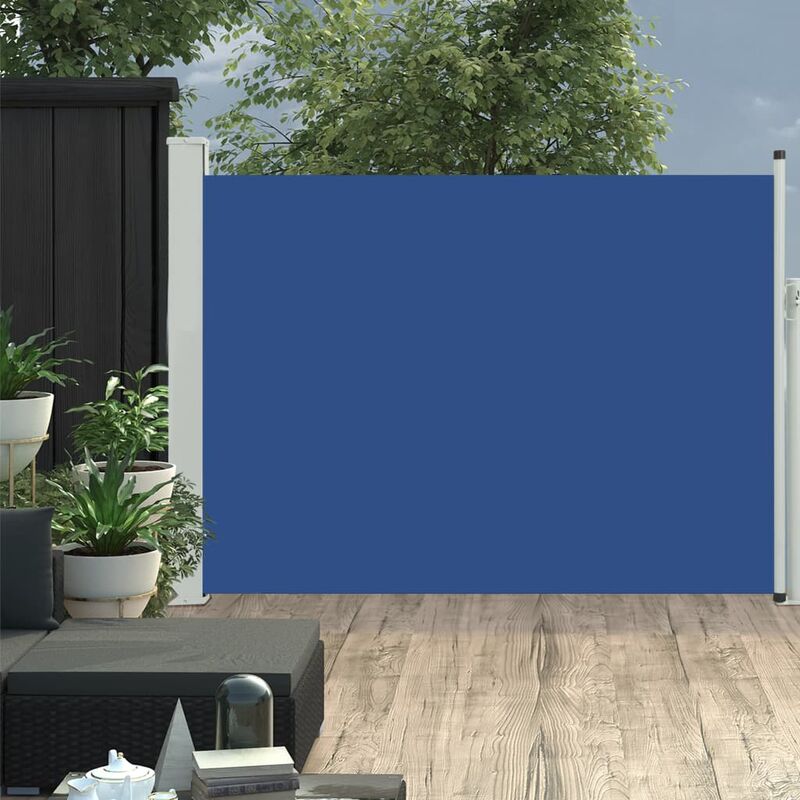 

Toldo lateral retráctil de jardín azul 120x500 cm