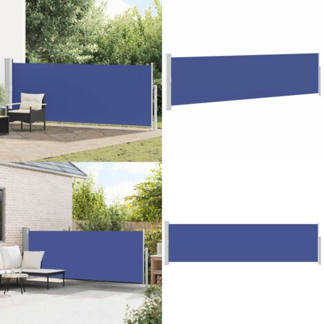 Toldo lateral retráctil de jardín azul 140x500 cm - Toldo de jardín - Toldo retráctil