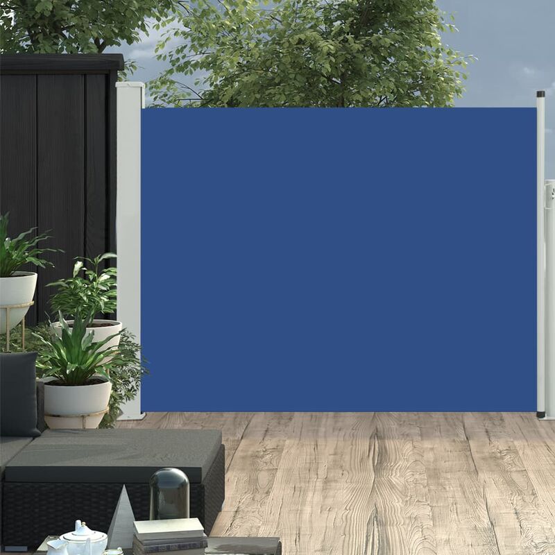 

Toldo lateral retráctil de jardín azul 170x500 cm