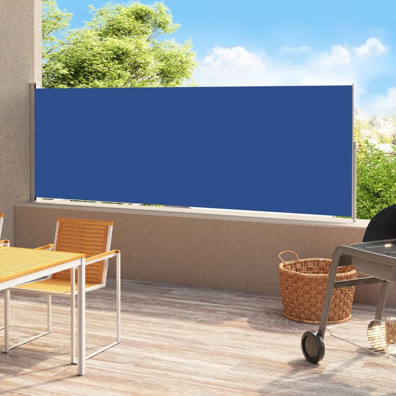

Toldo lateral retráctil de jardín azul 180x500 cm