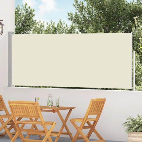 Toldo lateral retráctil de jardín color crema 120x500 cm