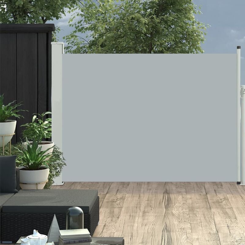 

Toldo lateral retráctil de jardín gris 120x500 cm