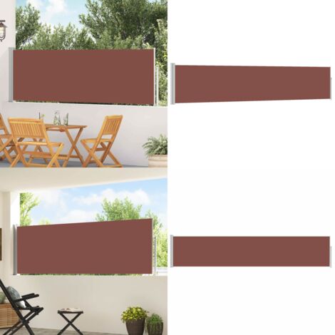 Toldo lateral retráctil de jardín marrón 100x500 cm - Toldo de jardín - Toldo para balcón