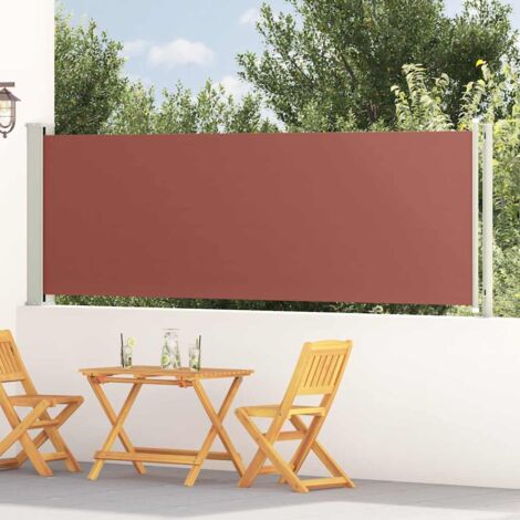 Toldo lateral retráctil de jardín marrón 117x600 cm