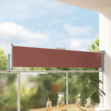 Toldo lateral retráctil de jardín marrón 60x300 cm