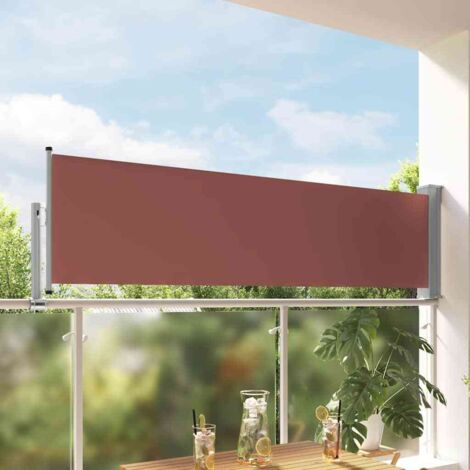 Toldo lateral retráctil de jardín marrón 80x300 cm