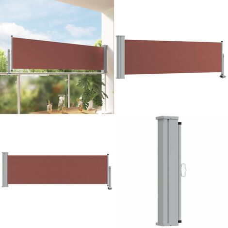 Toldo lateral retráctil de jardín marrón 80x300 cm - Toldo de jardín - Toldo retráctil