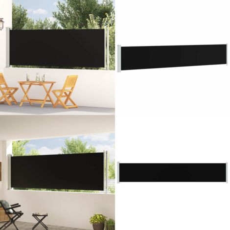 Toldo lateral retráctil de jardín negro 117x600 cm - Toldo retráctil - Toldo de jardín