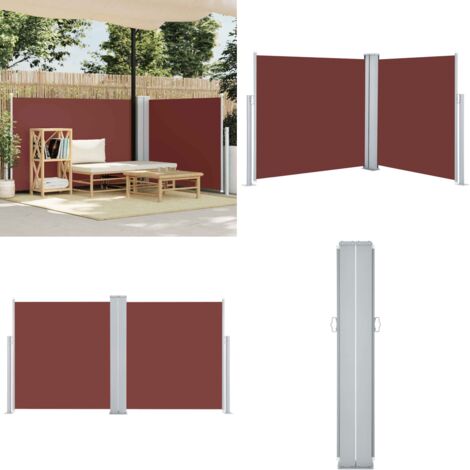 Toldo lateral retráctil marrón 100x600 cm - Toldo de jardín - Toldo retráctil