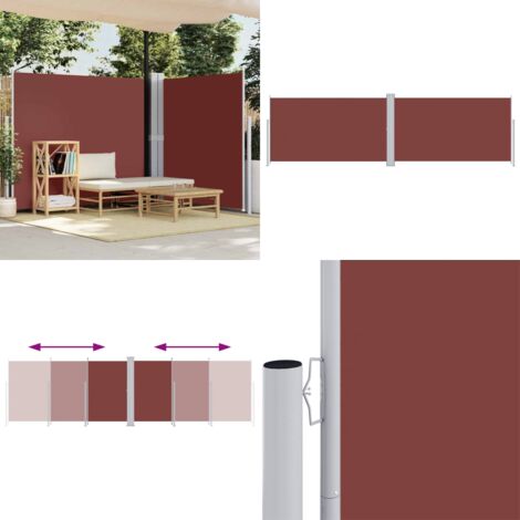 Toldo lateral retráctil marrón 180x600 cm - Toldo de jardín - Toldo retráctil