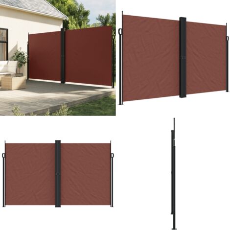 Toldo lateral retráctil marrón 200x1000 cm - Toldo retráctil - Toldo de jardín
