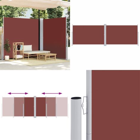 Toldo lateral retráctil marrón 200x600 cm - Toldo de jardín - Toldo retráctil