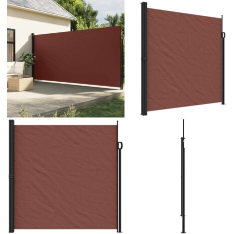 Toldo lateral retráctil marrón 200x600 cm - Toldo retráctil - Toldo de jardín