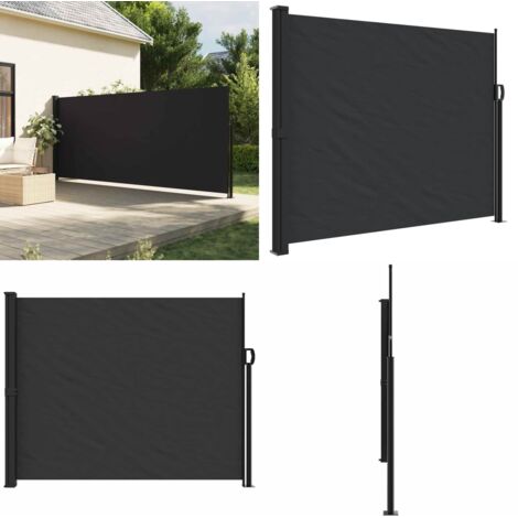 Toldo lateral retráctil negro 160x300 cm - Toldo retráctil - Toldo de jardín