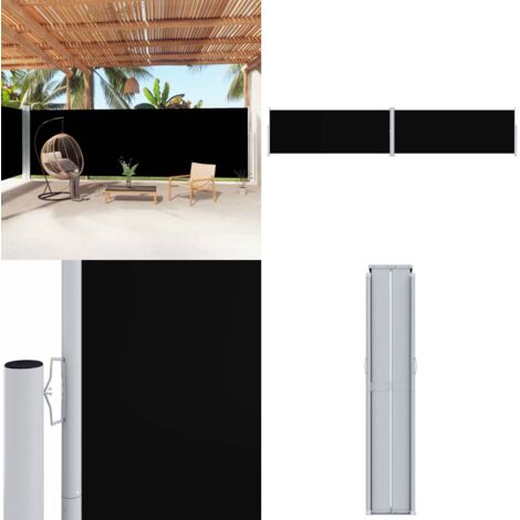 Toldo lateral retráctil negro 200x1000 cm - Toldo de jardín - Toldo retráctil