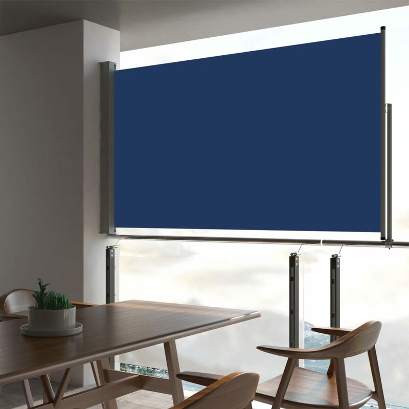 

Toldo lateral retráctil para patio azul 140x300 cm
