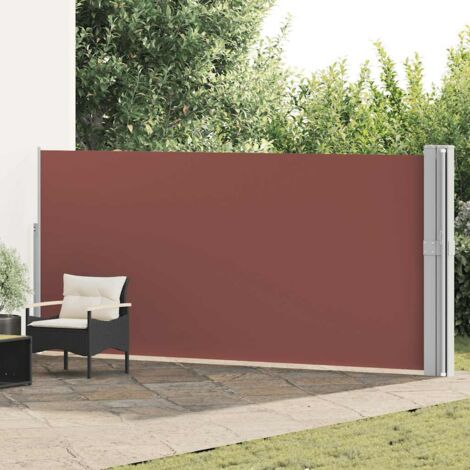 Toldo lateral retráctil para patio marrón 170x1200 cm