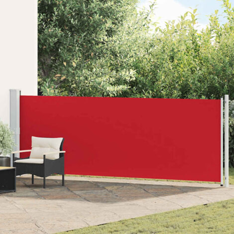 Toldo lateral retráctil para patio rojo 140x600 cm