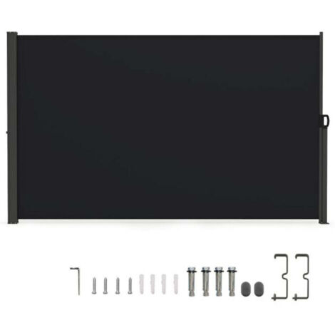 Toldo lateral retráctil para terraza 300 x 180 cm plegable protección solar diseño contemporáneo poliéster negro 200013655