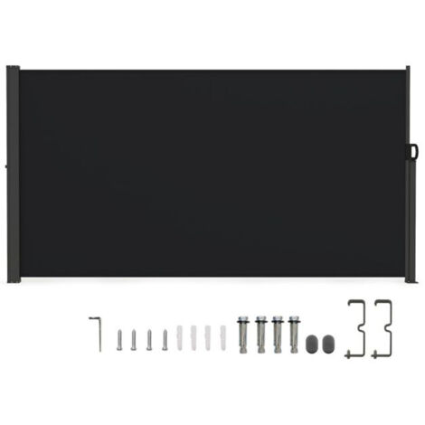 Toldo lateral retráctil para uso exterior 300 x 18 x 160 cm diseño plegable y duradero poliéster negro 200010782