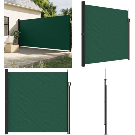 Toldo lateral retráctil verde oscuro 200x600 cm - Toldo retráctil - Toldo de jardín