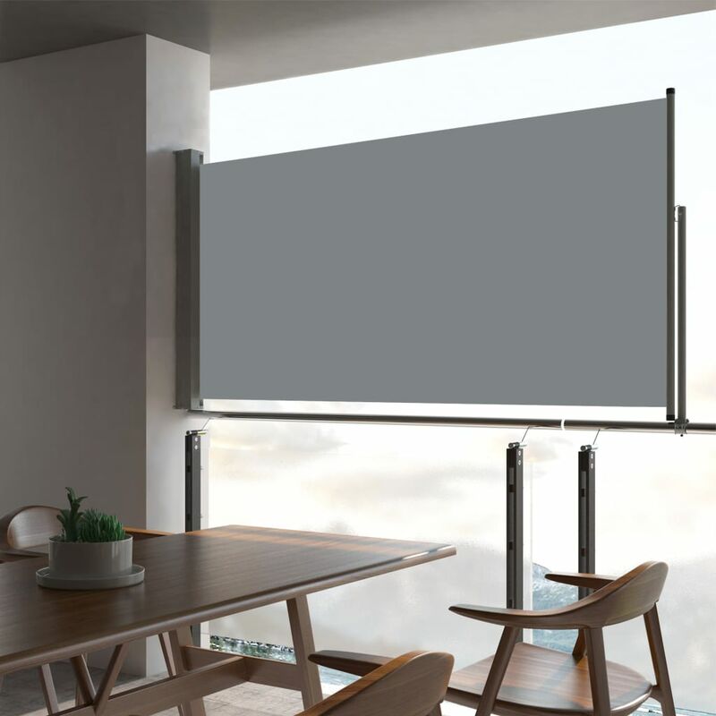 

Toldo lateral retráctil de jardín gris 80x300 cm - Gris