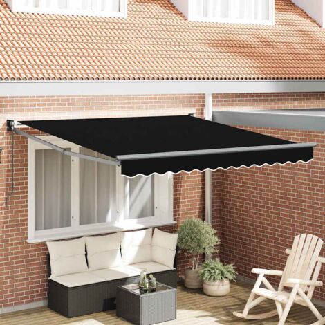 Toldo Manual Negro 3 x 25 m Poliester y metal