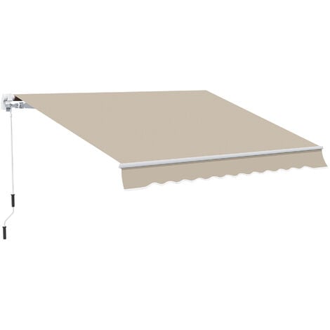 Toldo Manual Plegable de Aluminio con Manivela Terraza Balcón 395x245 cm Beige
