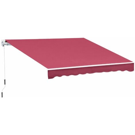 Toldo Manual Plegable de Aluminio con Manivela Terraza Balcón 395x245 cm Rojo