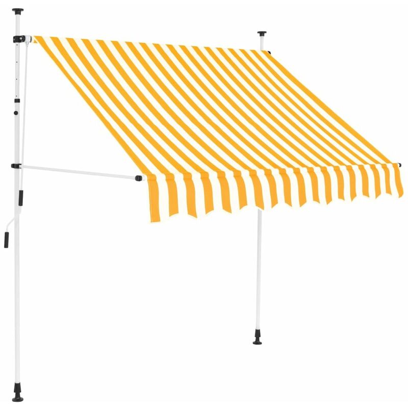 

Toldo manual retractil 150 cm naranja y blanco a rayas
