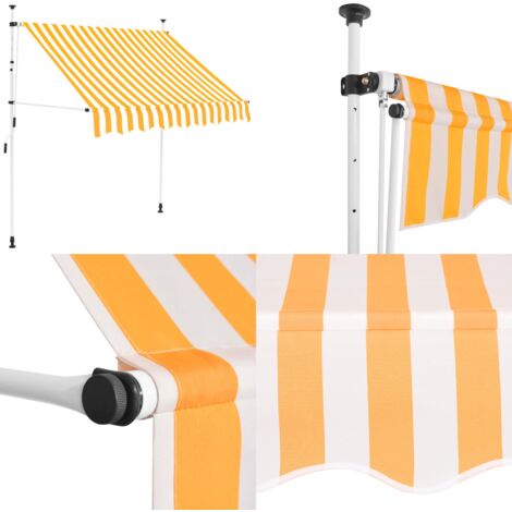Toldo manual retráctil 150 cm naranja y blanco a rayas - Toldo manual - Toldo para ventana