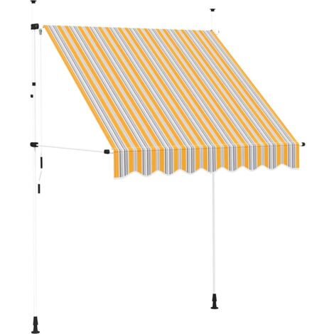 Toldo manual retráctil 200 cm amarillo y azul rayas vidaXL