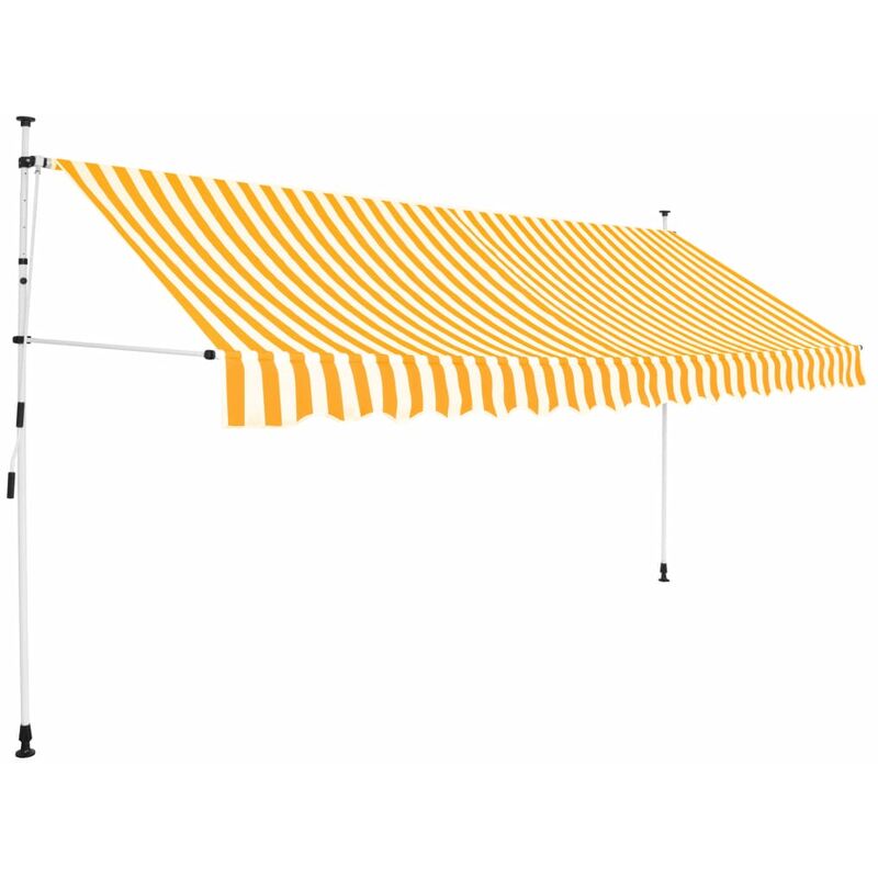 

Toldo manual retráctil 350 cm naranja y blanco a rayas