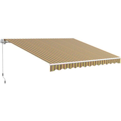 Toldo manual retráctil 350x250 cm toldo para balcón con manivela de metal impermeable y anti-UV para jardín terraza ventanas
