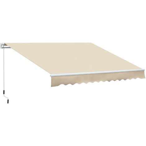 OUTSUNNY Toldo manual retráctil 350x250 cm toldo para balcón con manivela de metal impermeable y anti-UV para jardín terraza ventanas