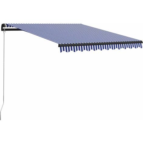 Toldo manual retráctil azul y  350x250 cm