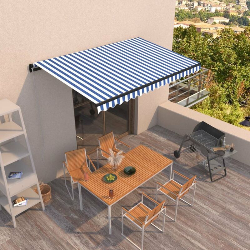 

Toldo manual retractil azul y blanco 400x350 cm