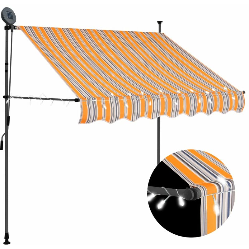 

Toldo manual retráctil con LED amarillo y azul 100 cm