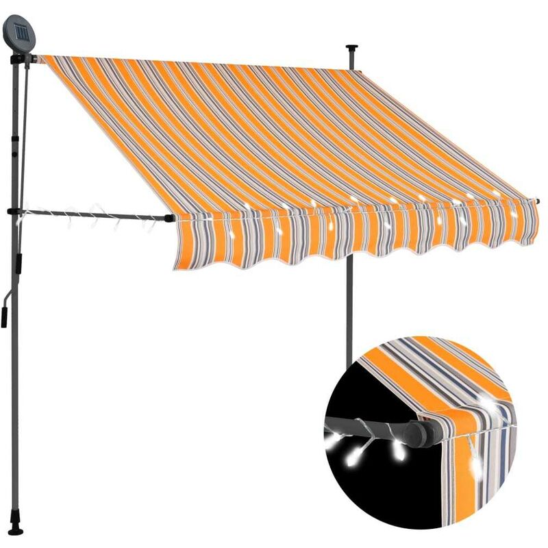 

Toldo manual retractil con LED amarillo y azul 200 cm