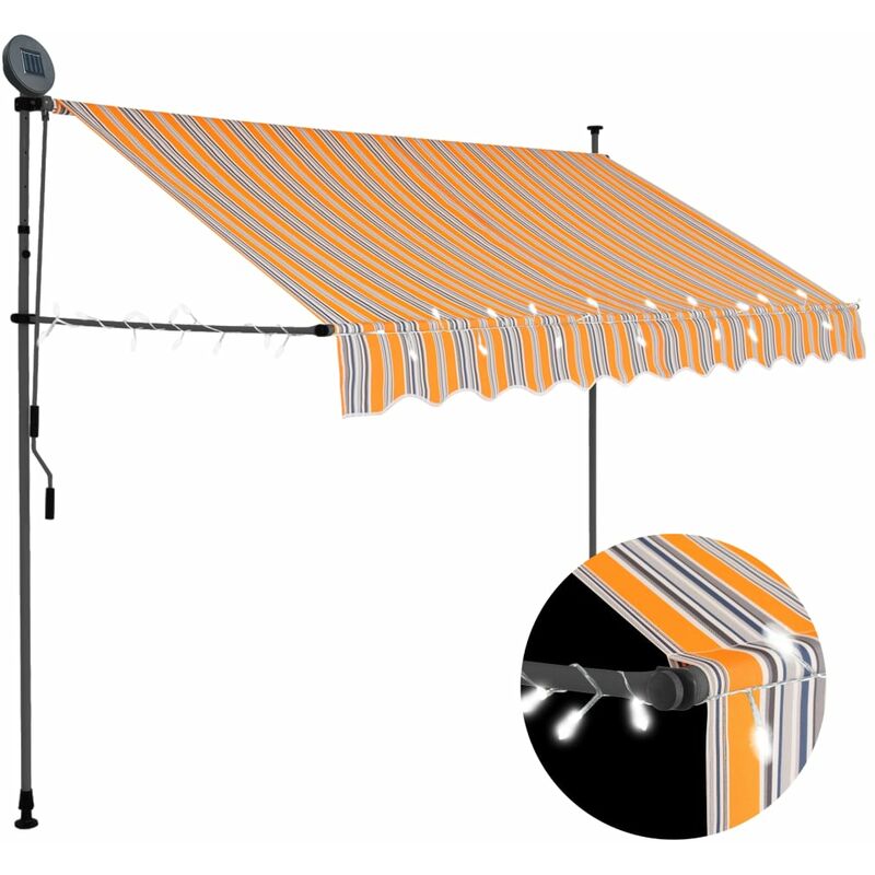 

Toldo manual retractil con LED amarillo y azul 250 cm