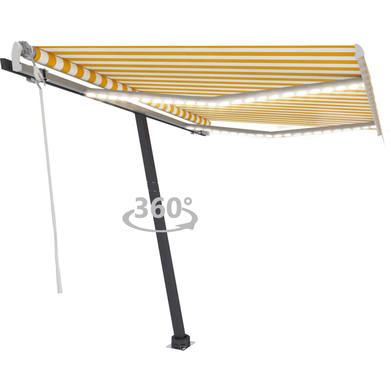 

Toldo manual retráctil con LED amarillo y blanco 300x250 cm