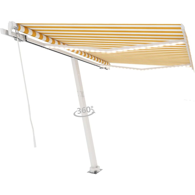 

Toldo manual retráctil con LED amarillo y blanco 350x250 cm