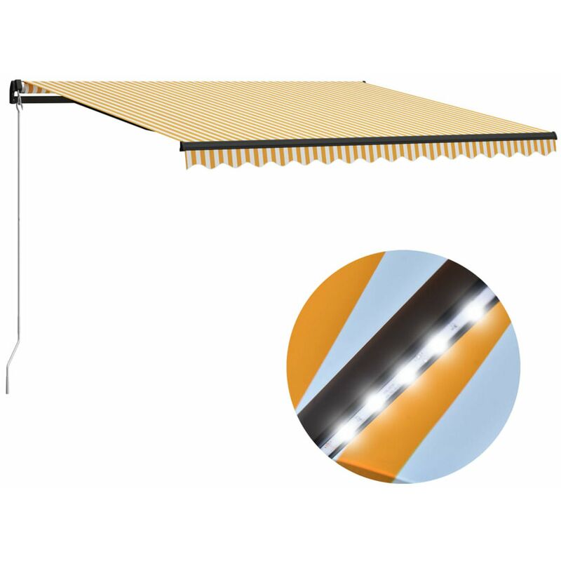 

Toldo manual retractil con LED amarillo y blanco 400x300 cm