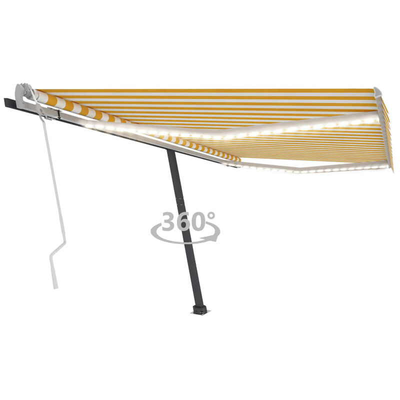 

Toldo manual retractil con LED amarillo y blanco 400x300 cm