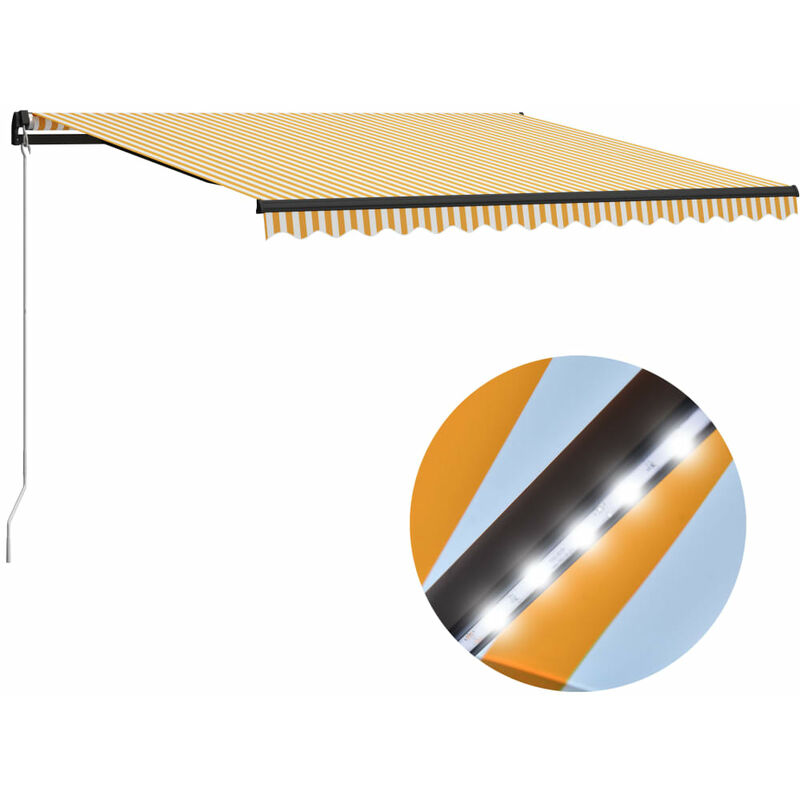 

Toldo manual retráctil con LED amarillo y blanco 400x300 cm
