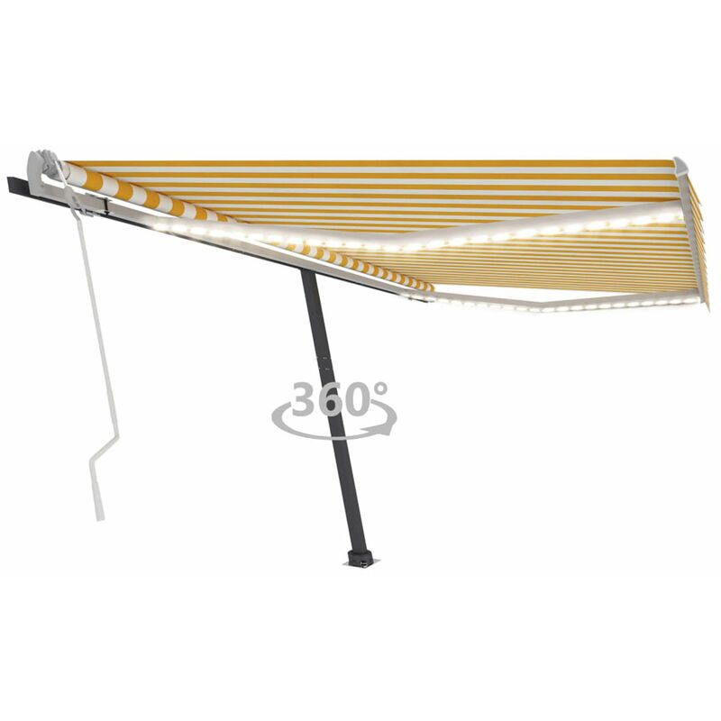 

Toldo manual retractil con LED amarillo y blanco 400x350 cm